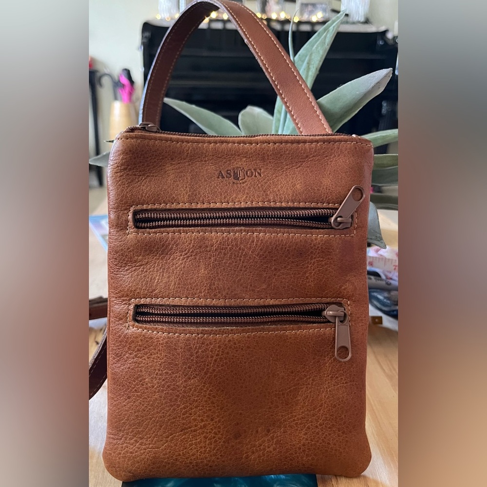 Aston Made in USA🇺🇸Leather Cognac Bag - Picture 3 of 14
